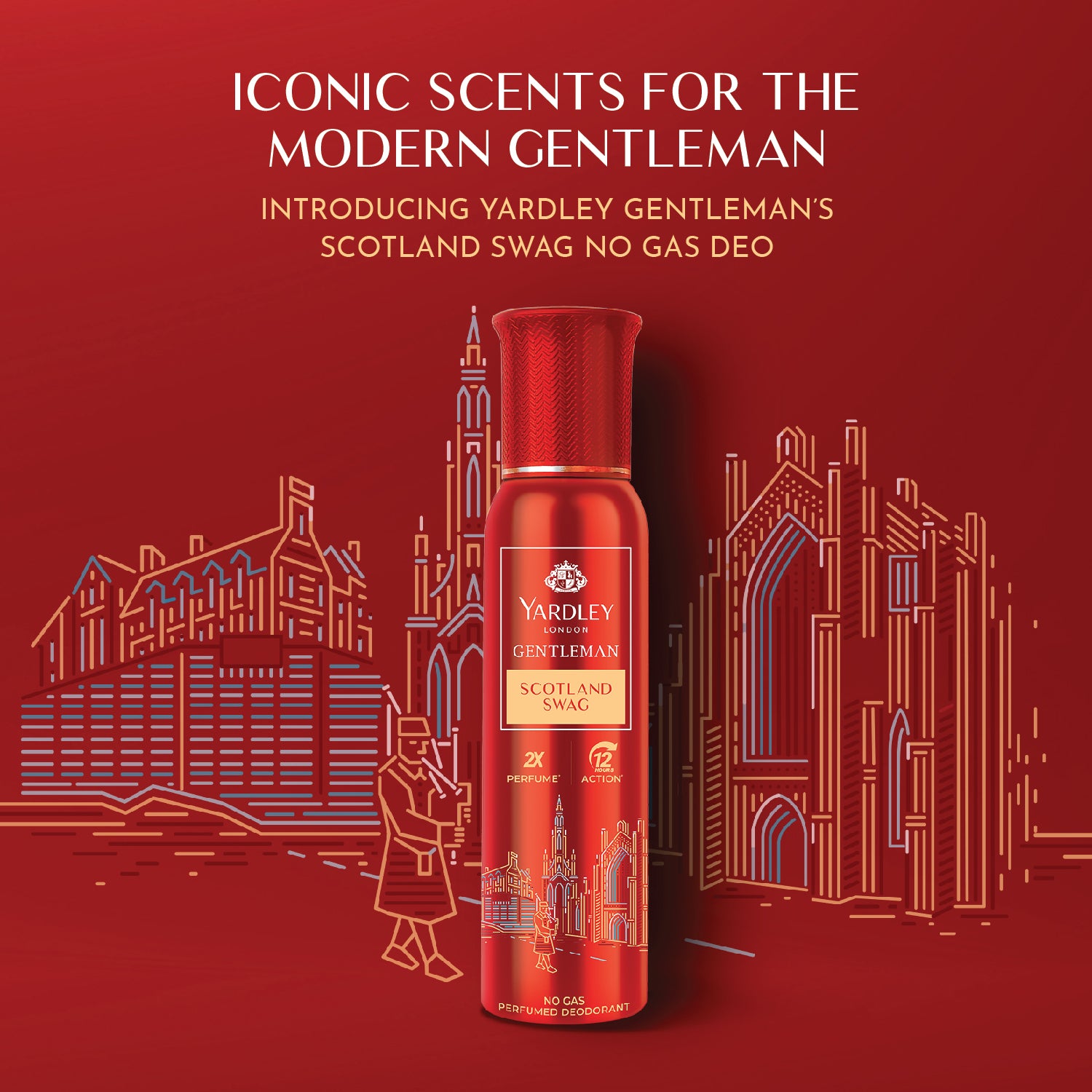 Yardley Gentleman Scotland Swag No Gas Perfumed Deodrant | No Gas Deo For Men | 2X Perfume | 12 Hours Action | 120ml