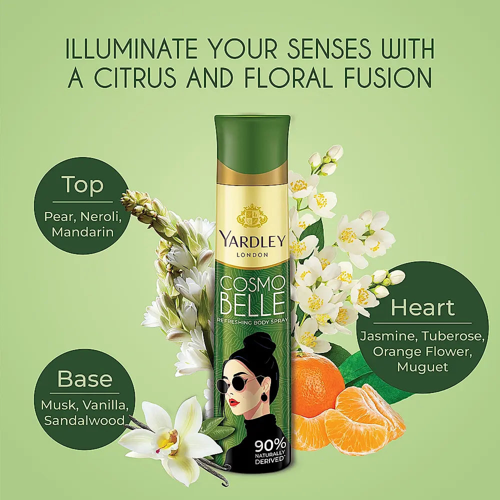 Cosmo Belle Refreshing Body Spray for Women, 150ml