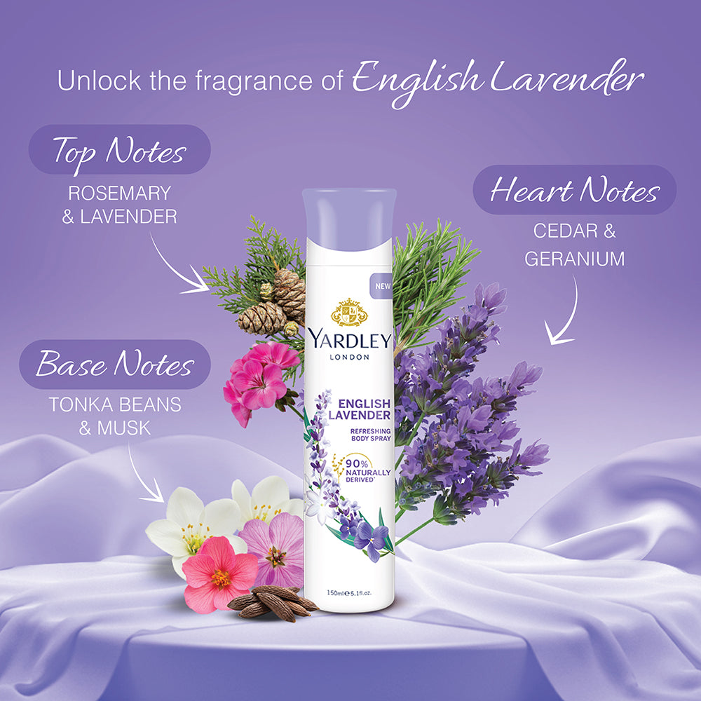 Refreshing Deo Body Spray Tripack (English Lavender + English Rose + Morning Dew) for Women, 150ml Each (Pack of 3)