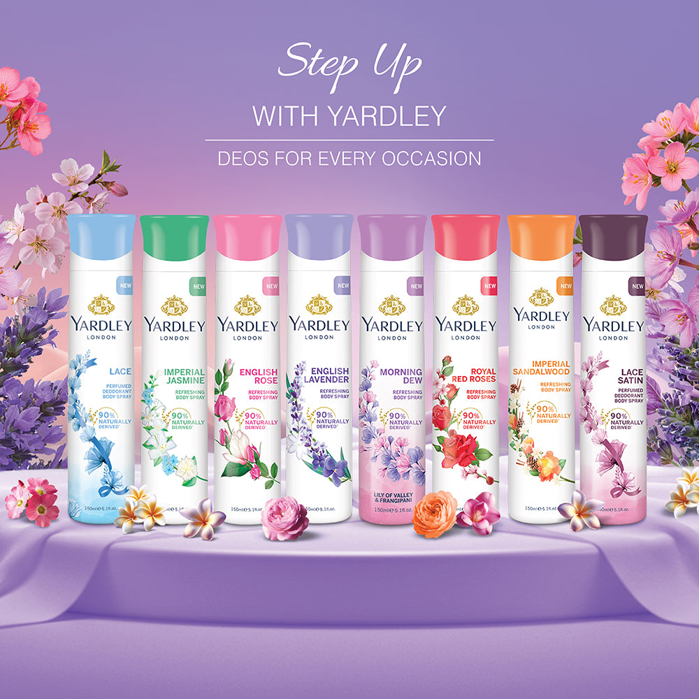 Refreshing Deo Body Spray Tripack (English Lavender + English Rose + Morning Dew) for Women, 150ml Each (Pack of 3)