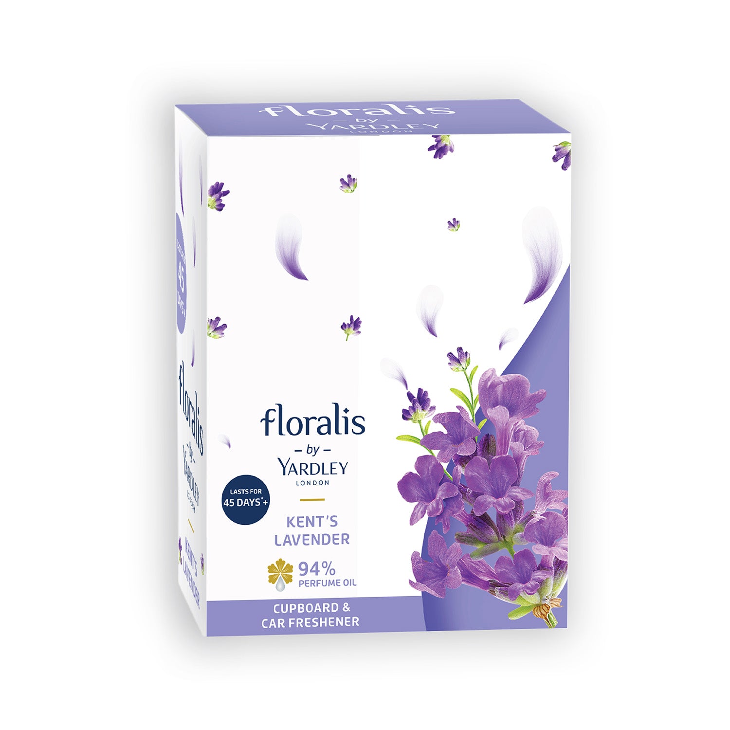 Floralis by Yardley London - Kent's Lavender - 94% Perfume Oil - Cupboard & Car Freshener - Pack of 6