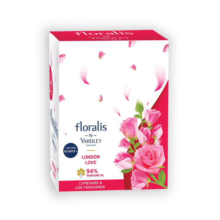 Floralis by Yardley London - London Love - 94% Perfume Oil - Cupboard & Car Freshener - Pack of 6