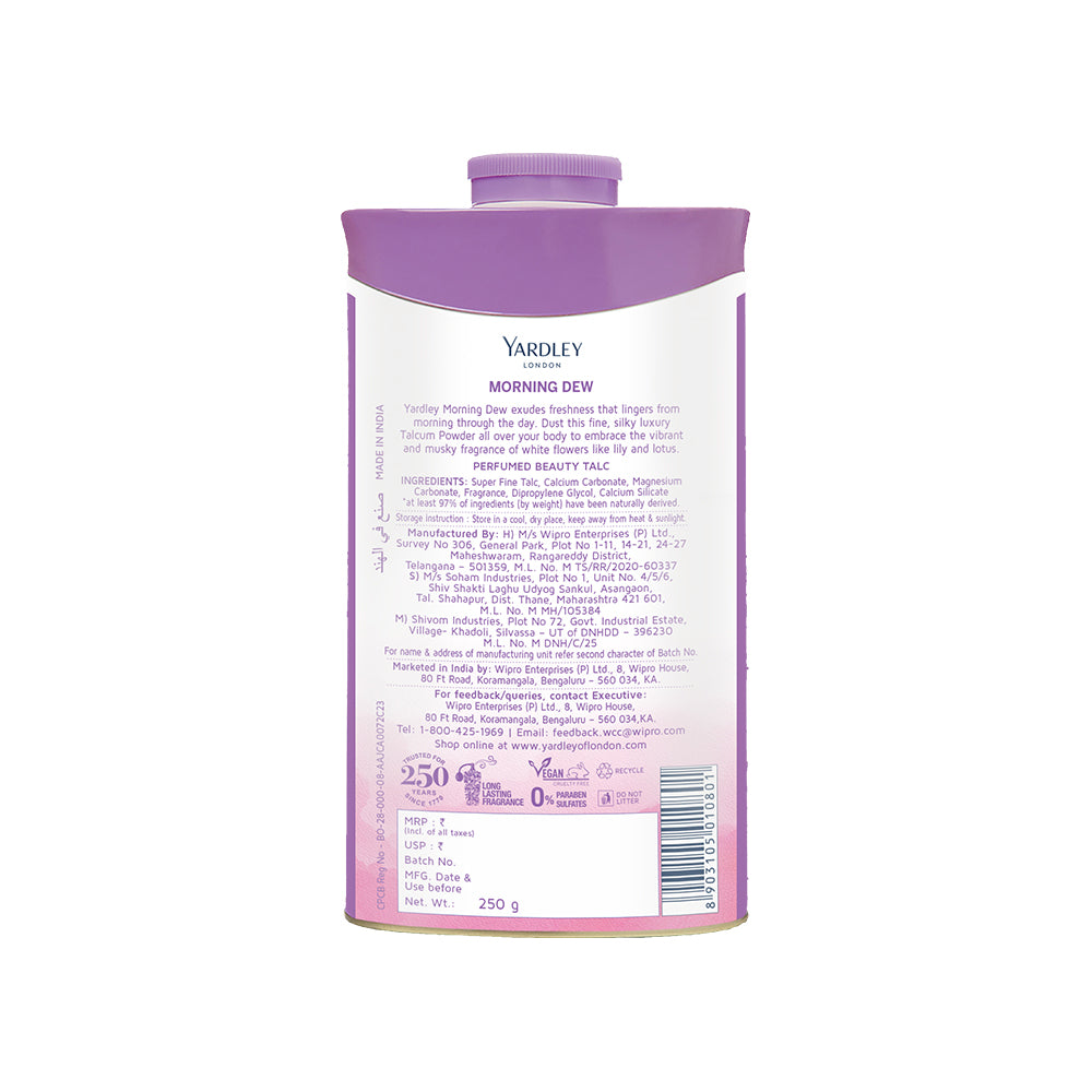 Morning Dew Perfumed Talc 250g – Yardley London India