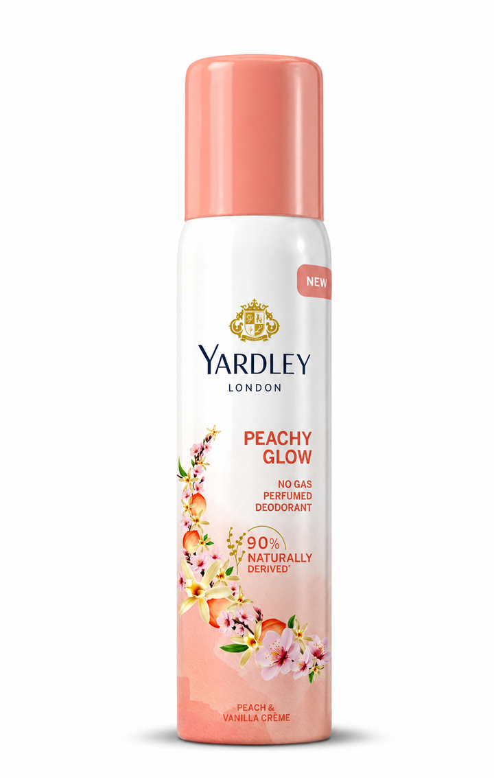 Yardley London Peachy Glow No Gas Perfumed Deodorant | No Gas Deo for Women | 90% Naturally Derived | 800 Sprays | 150ml