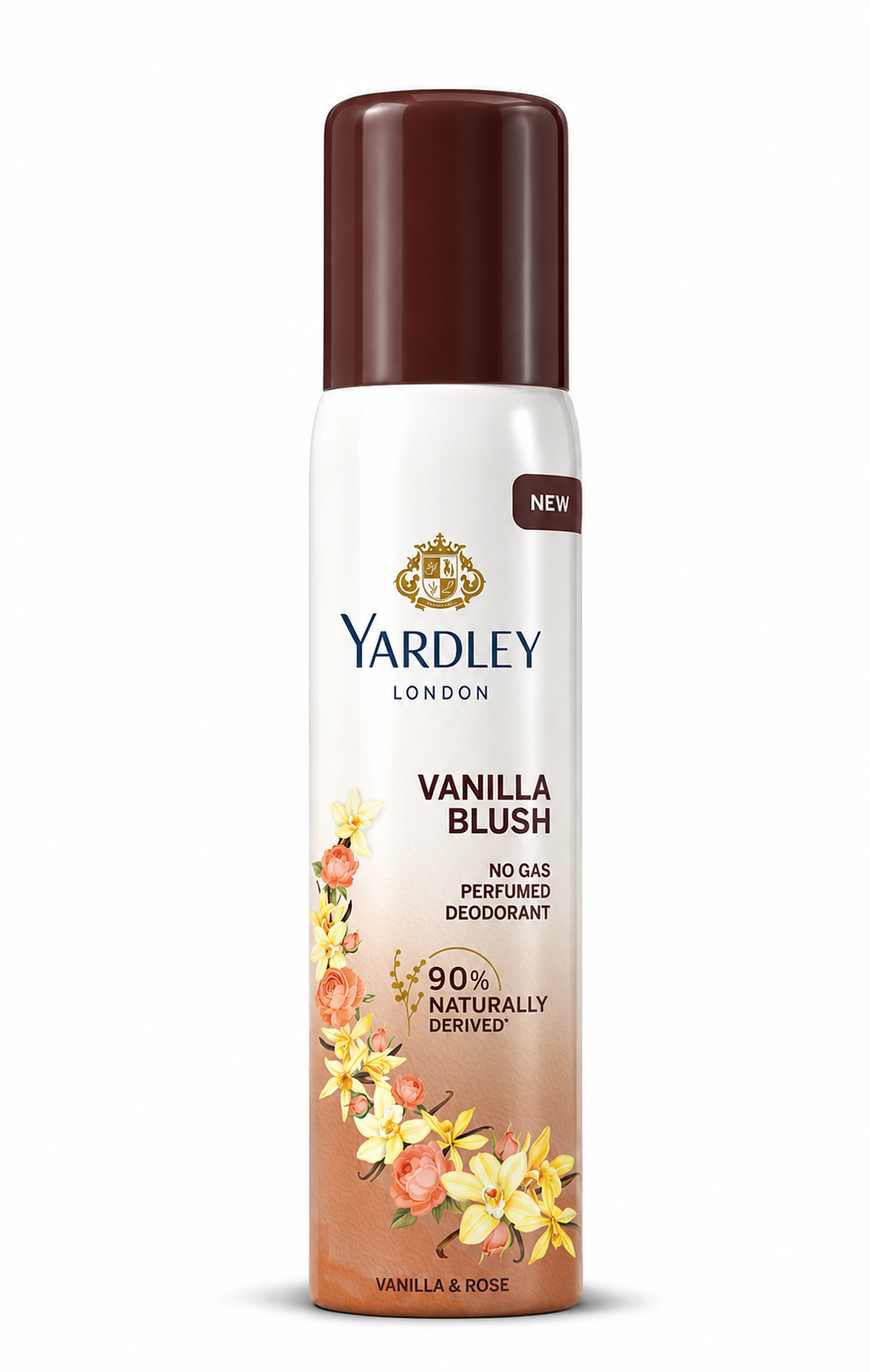 Yardley London Vanilla Blush No Gas Perfumed Deodorant | No Gas Deo for Women | 90% Naturally Derived | 800 Sprays | 150ml