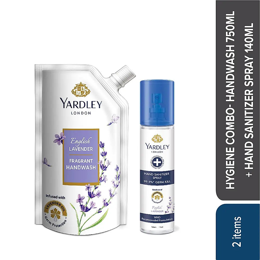 English Lavender Fragrant Handwash 750ml & 3 x English Lavender Hand Sanitizer spray 140 ml