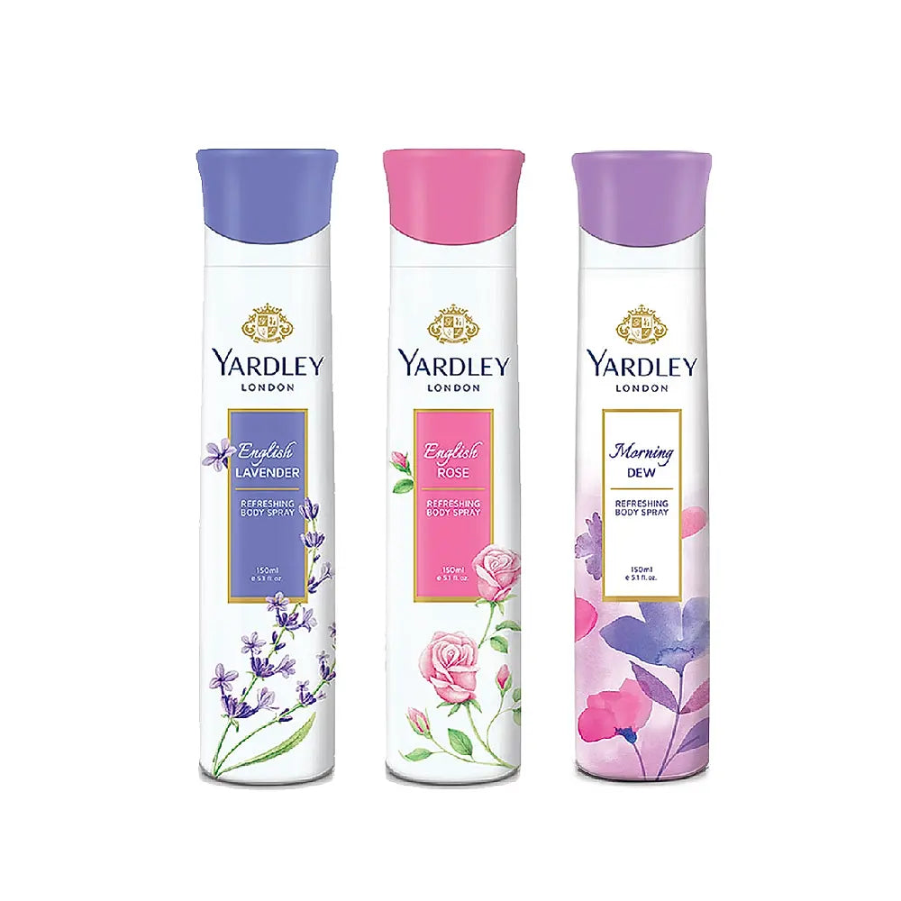 Morning Dew 150 ml deo, English Rose 150 ml deo & English Lavender 150 ml deo